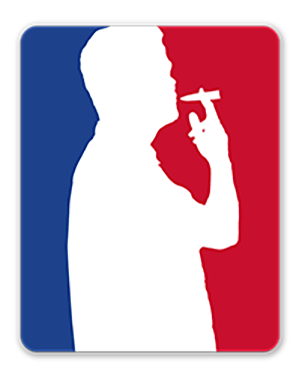 illustration of man smoking a joint based on the nba logo