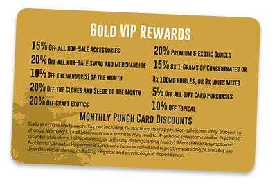 frost cannabis gold card rewards card - back with details