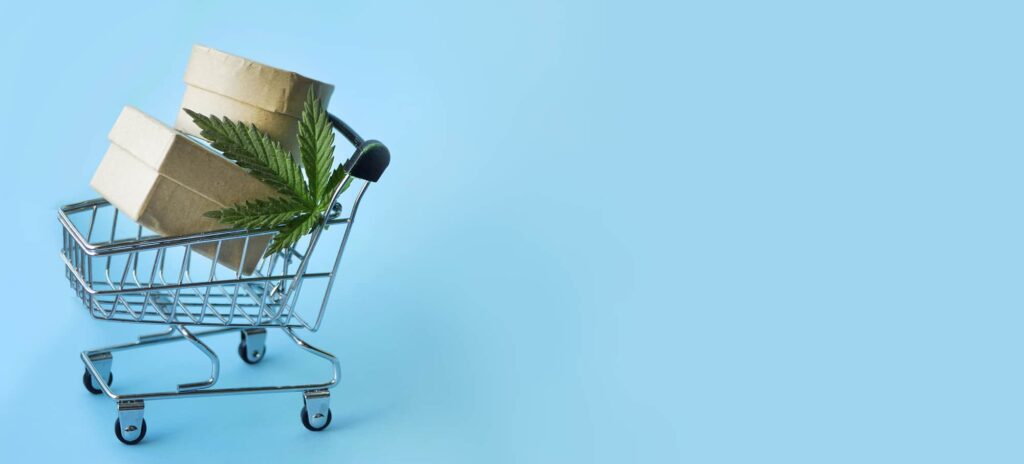 Cannabis Delivery: a shopping cart with a plant on it