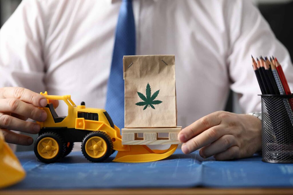 cannabis delivery presented with a toy truck