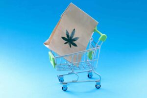image of paper bag over a grocery cart | stay safe when receiving marijuana