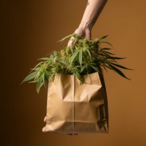 hand carrying a bag of cannabis | online delivery | Denver dispensary