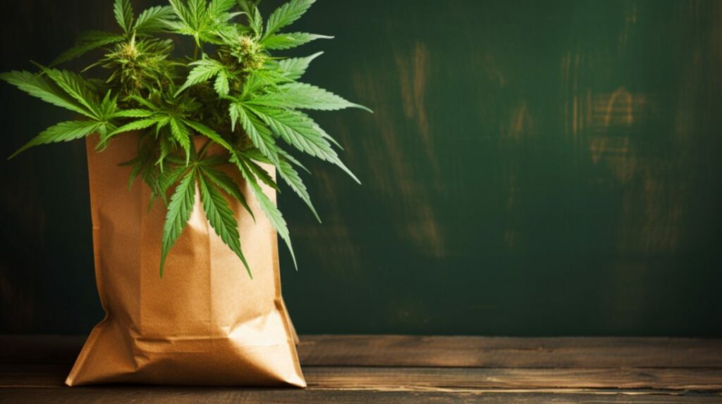 cannabis on a paper bag ready for delivery | Denver dispensary