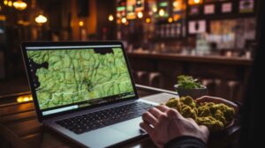 exploring dispensary options on a laptop